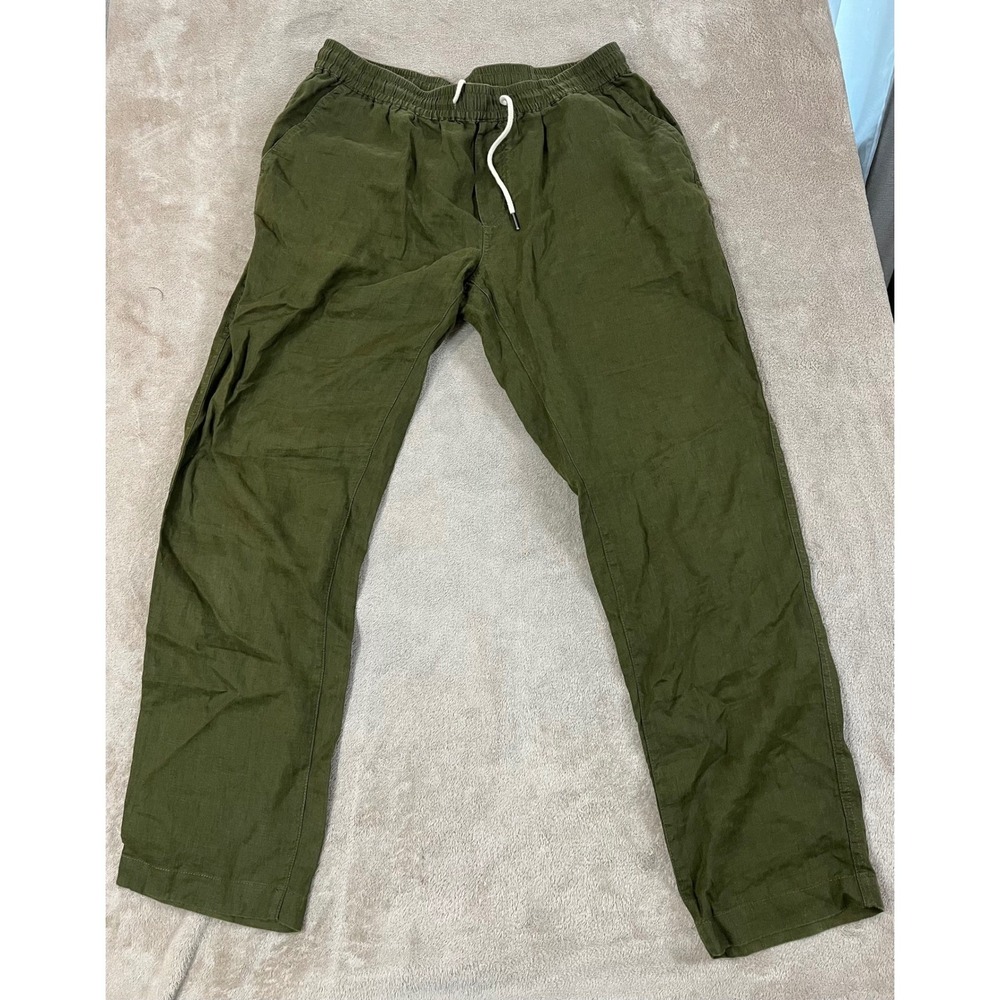 Quince Linen Pants Women's Large Olive Green Relaxed Comfy EUC